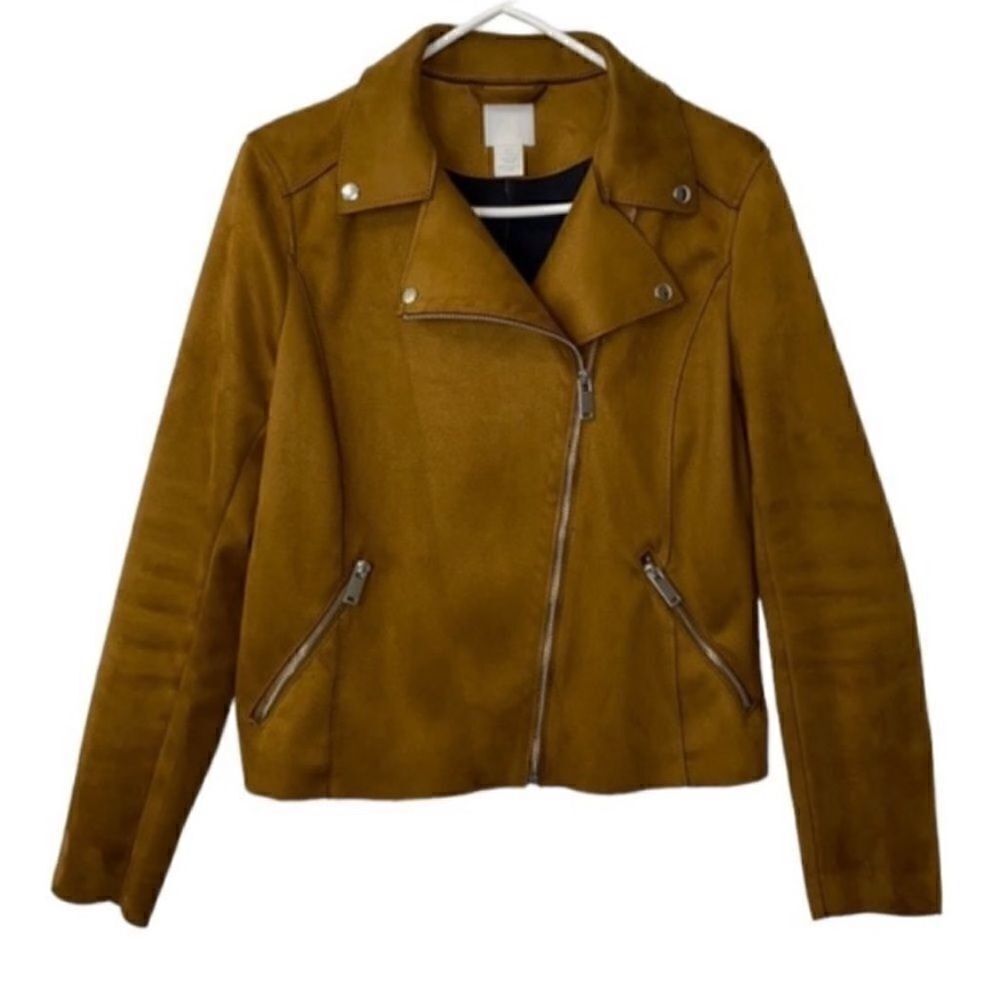 H&M Brown Biker Faux Suede Jacket(Size 8)